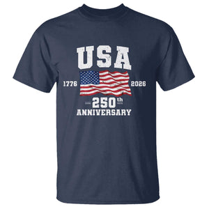 250th Anniversary USA 4th of July America US Flag Patriotic T Shirt TS11 Navy Print Your Wear