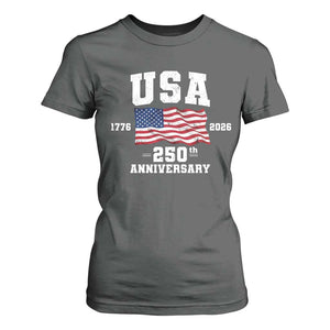 250th Anniversary USA 4th of July America US Flag Patriotic T Shirt For Women TS11 Dark Heather Print Your Wear