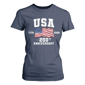 250th Anniversary USA 4th of July America US Flag Patriotic T Shirt For Women TS11 Navy Print Your Wear