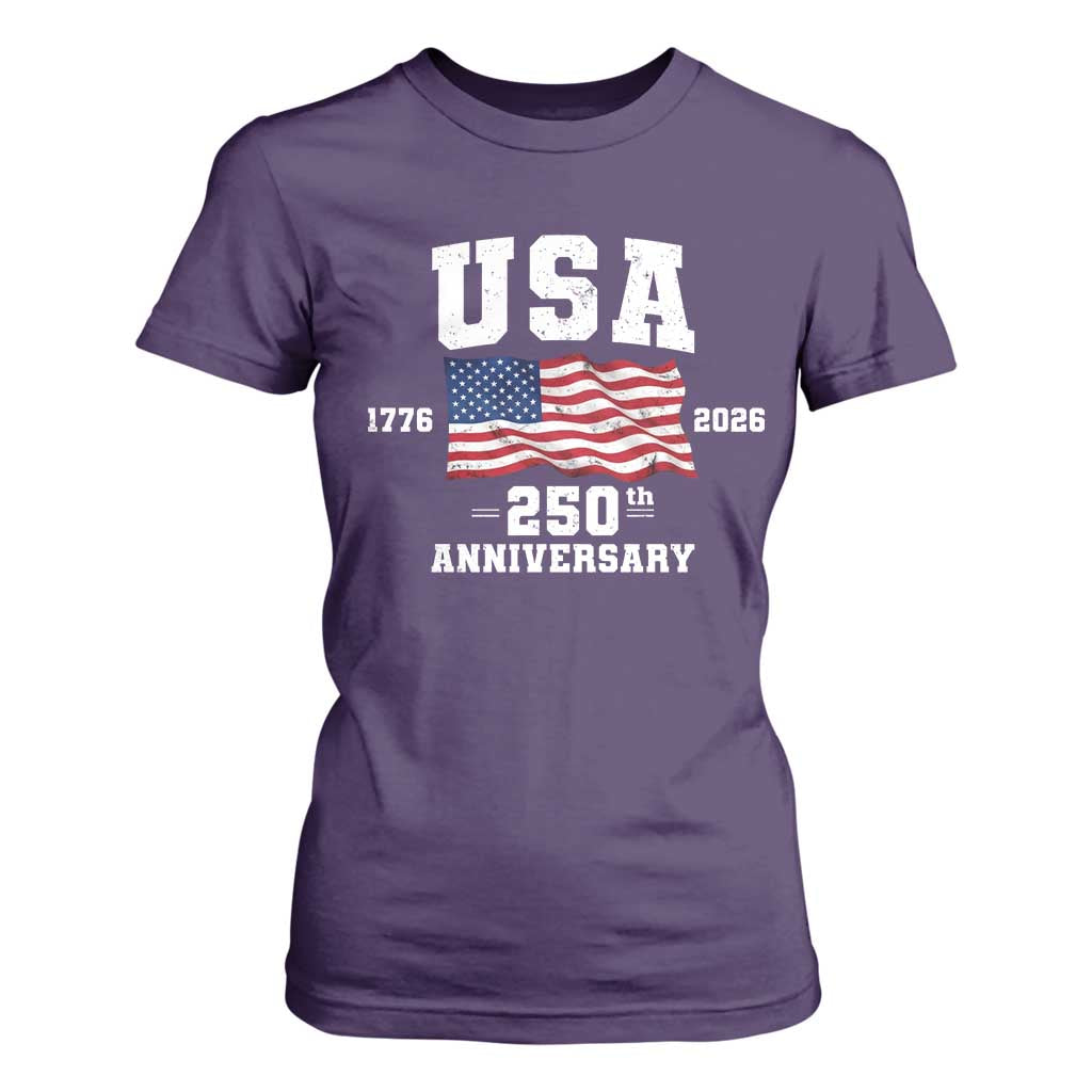 250th Anniversary USA 4th of July America US Flag Patriotic T Shirt For Women TS11 Purple Print Your Wear