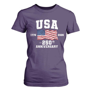 250th Anniversary USA 4th of July America US Flag Patriotic T Shirt For Women TS11 Purple Print Your Wear