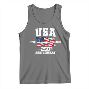 250th Anniversary USA 4th of July America US Flag Patriotic Tank Top TS11 Black Heather Print Your Wear