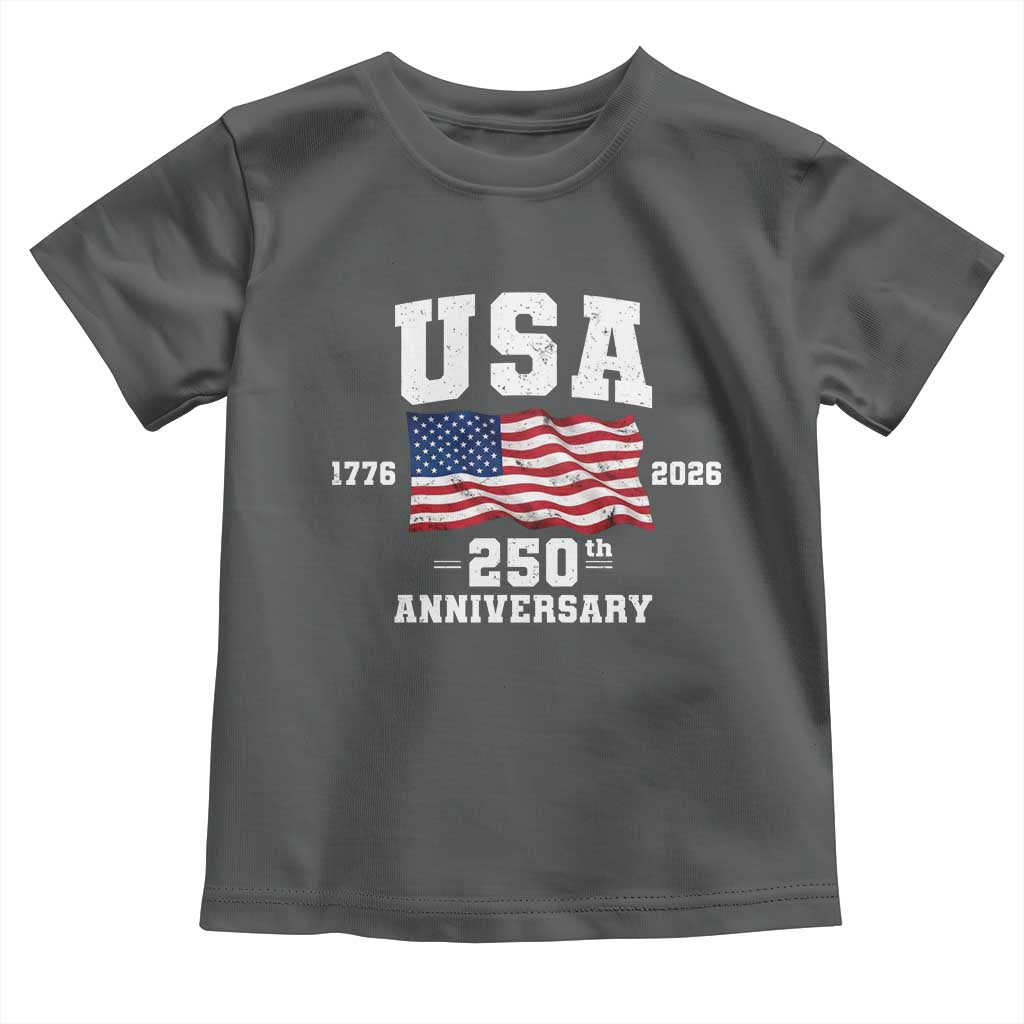 250th Anniversary USA 4th of July America US Flag Patriotic Toddler T Shirt TS11 Dark Heather Print Your Wear