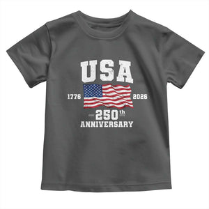 250th Anniversary USA 4th of July America US Flag Patriotic Toddler T Shirt TS11 Dark Heather Print Your Wear