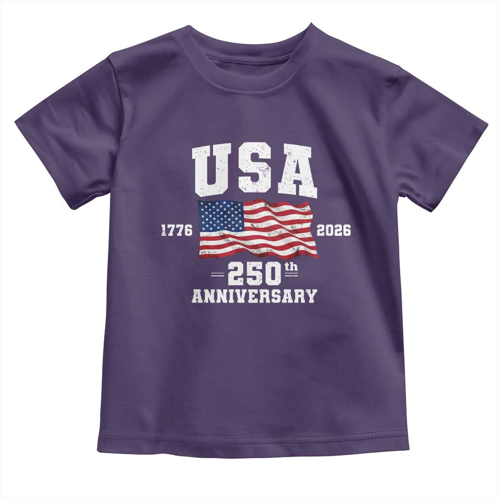 250th Anniversary USA 4th of July America US Flag Patriotic Toddler T Shirt TS11 Purple Print Your Wear