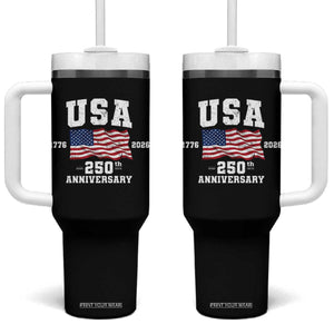 250th Anniversary USA 4th of July America US Flag Patriotic Tumbler With Handle TS11 One Size: 40 oz Black Print Your Wear