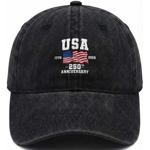 250th Anniversary USA 4th of July America US Flag Patriotic Washed Cotton Baseball Cap TS11 Print Your Wear
