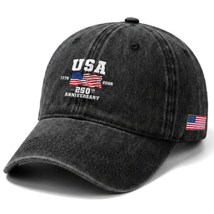 250th Anniversary USA 4th of July America US Flag Patriotic Washed Cotton Baseball Cap TS11 Print Your Wear