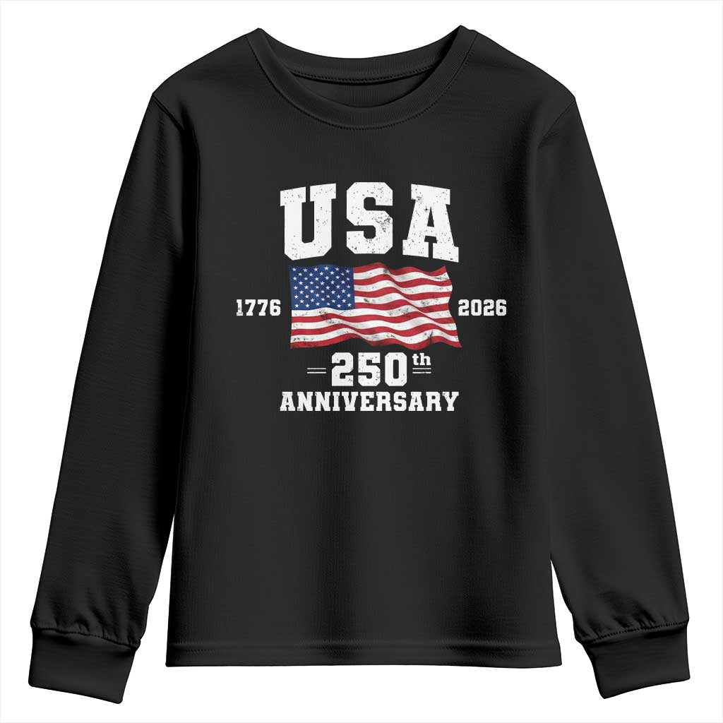 250th Anniversary USA 4th of July America US Flag Patriotic Youth Sweatshirt TS11 Black Print Your Wear