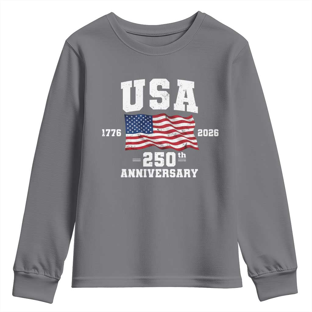 250th Anniversary USA 4th of July America US Flag Patriotic Youth Sweatshirt TS11 Charcoal Print Your Wear