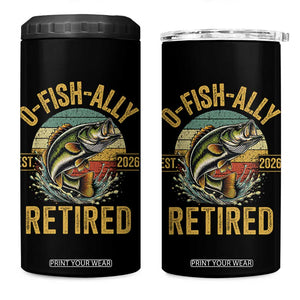Fishing Retirement 4 in 1 Can Cooler Tumbler O Fish Ally Retired 2026 Fisherman Gifts TS11 One Size: 16 oz Black Print Your Wear