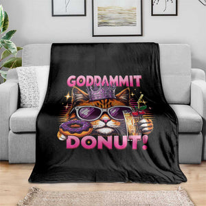 Funny Goddammit Cat Princess Meme Throw Blanket Cartoon Style