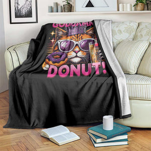 Funny Goddammit Cat Princess Meme Throw Blanket Cartoon Style