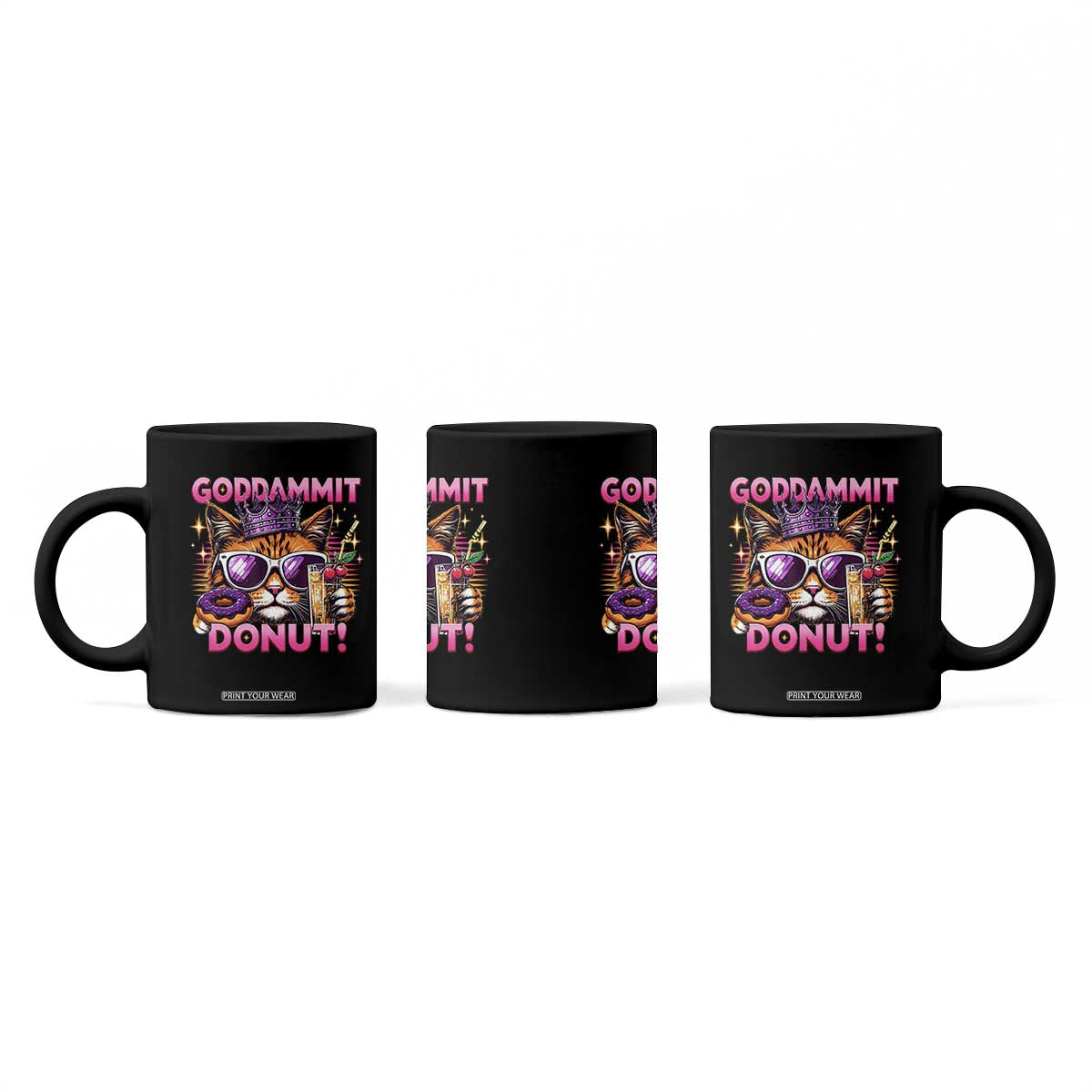 Funny Goddammit Cat Princess Meme Coffee Mug Cartoon Style