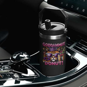 Funny Goddammit Cat Princess Meme Flip Straw Tumbler Cartoon Style