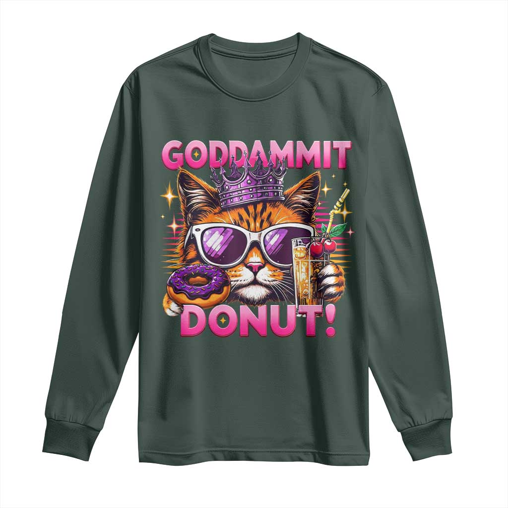 Funny Goddammit Cat Princess Meme Long Sleeve Shirt Cartoon Style