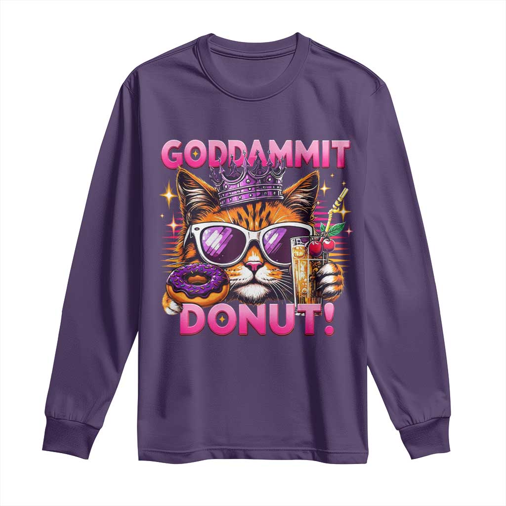Funny Goddammit Cat Princess Meme Long Sleeve Shirt Cartoon Style