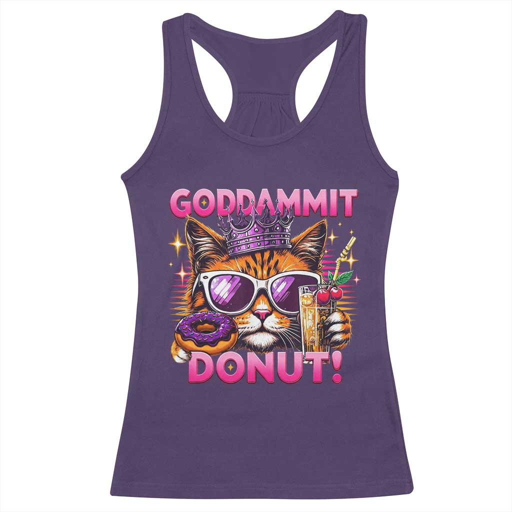 Funny Goddammit Cat Princess Meme Racerback Tank Top Cartoon Style