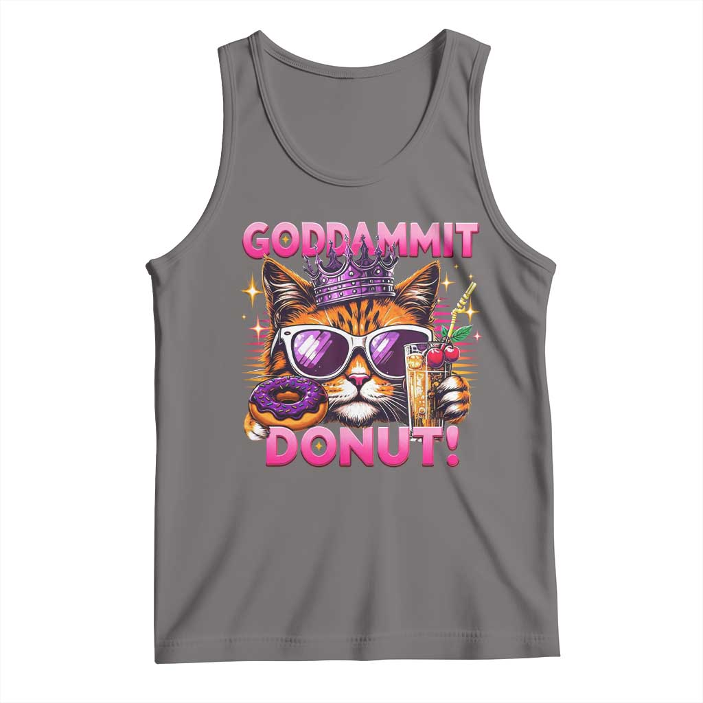 Funny Goddammit Cat Princess Meme Tank Top Cartoon Style TS11 Deep Heather Print Your Wear