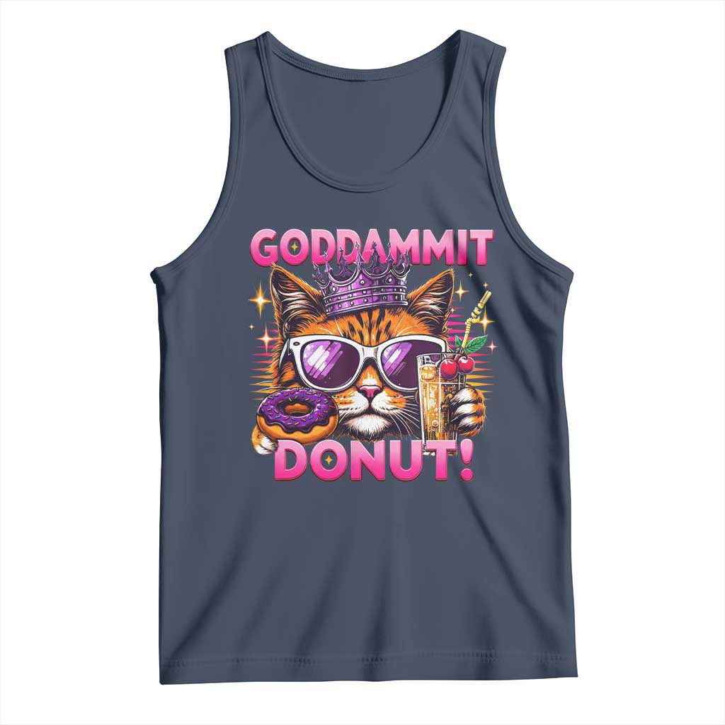 Funny Goddammit Cat Princess Meme Tank Top Cartoon Style TS11 Navy Print Your Wear