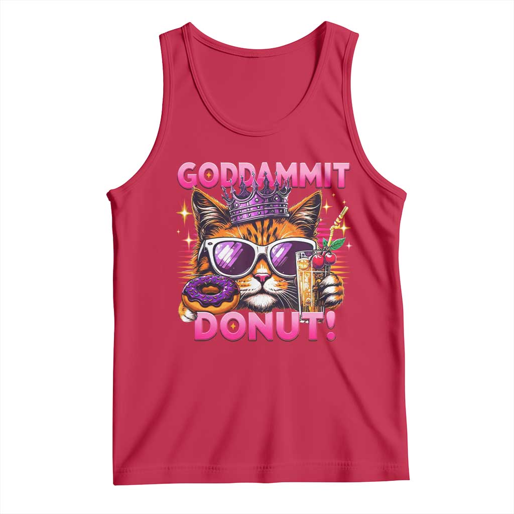 Funny Goddammit Cat Princess Meme Tank Top Cartoon Style TS11 Red Print Your Wear