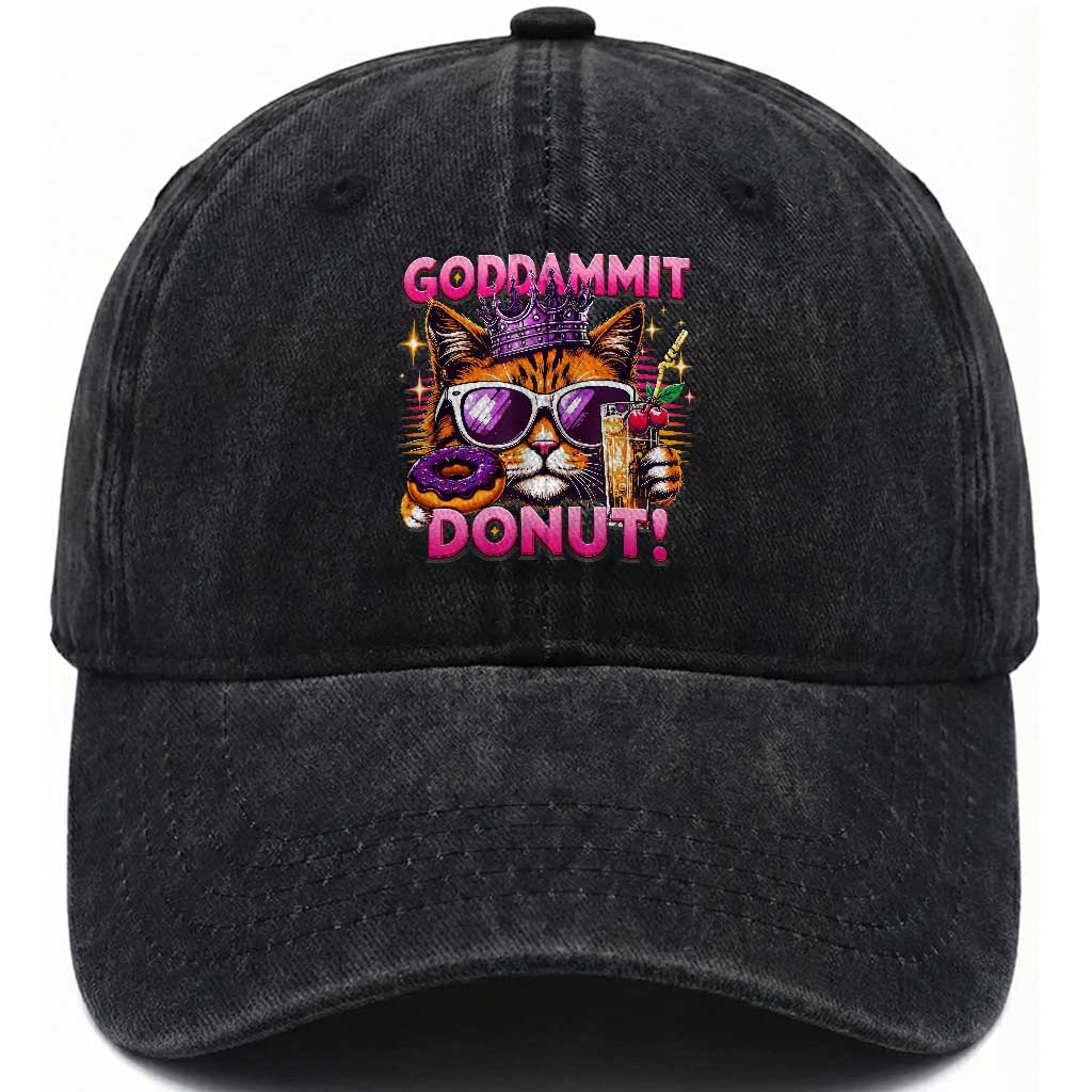 Funny Goddammit Cat Princess Meme Washed Cotton Baseball Cap Cartoon Style TS11 Print Your Wear