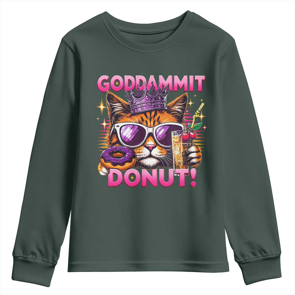 Funny Goddammit Cat Princess Meme Youth Sweatshirt Cartoon Style