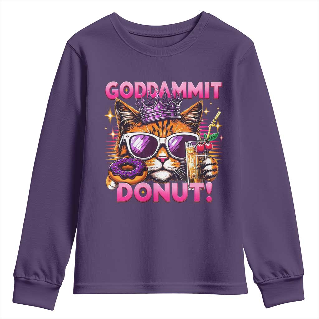 Funny Goddammit Cat Princess Meme Youth Sweatshirt Cartoon Style