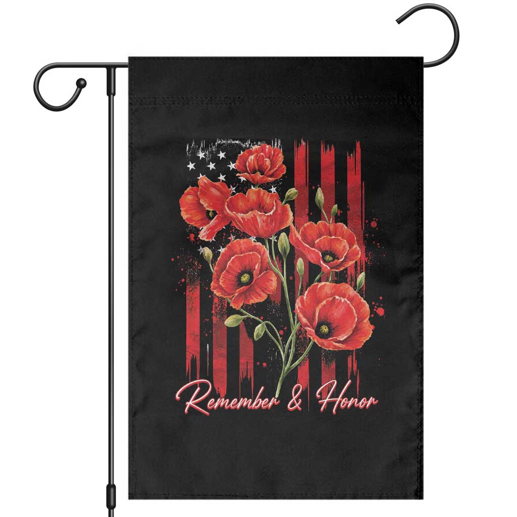 Remember And Honor Memorial Day Garden Flag Red Poppy Flowers TS11 Black Print Your Wear