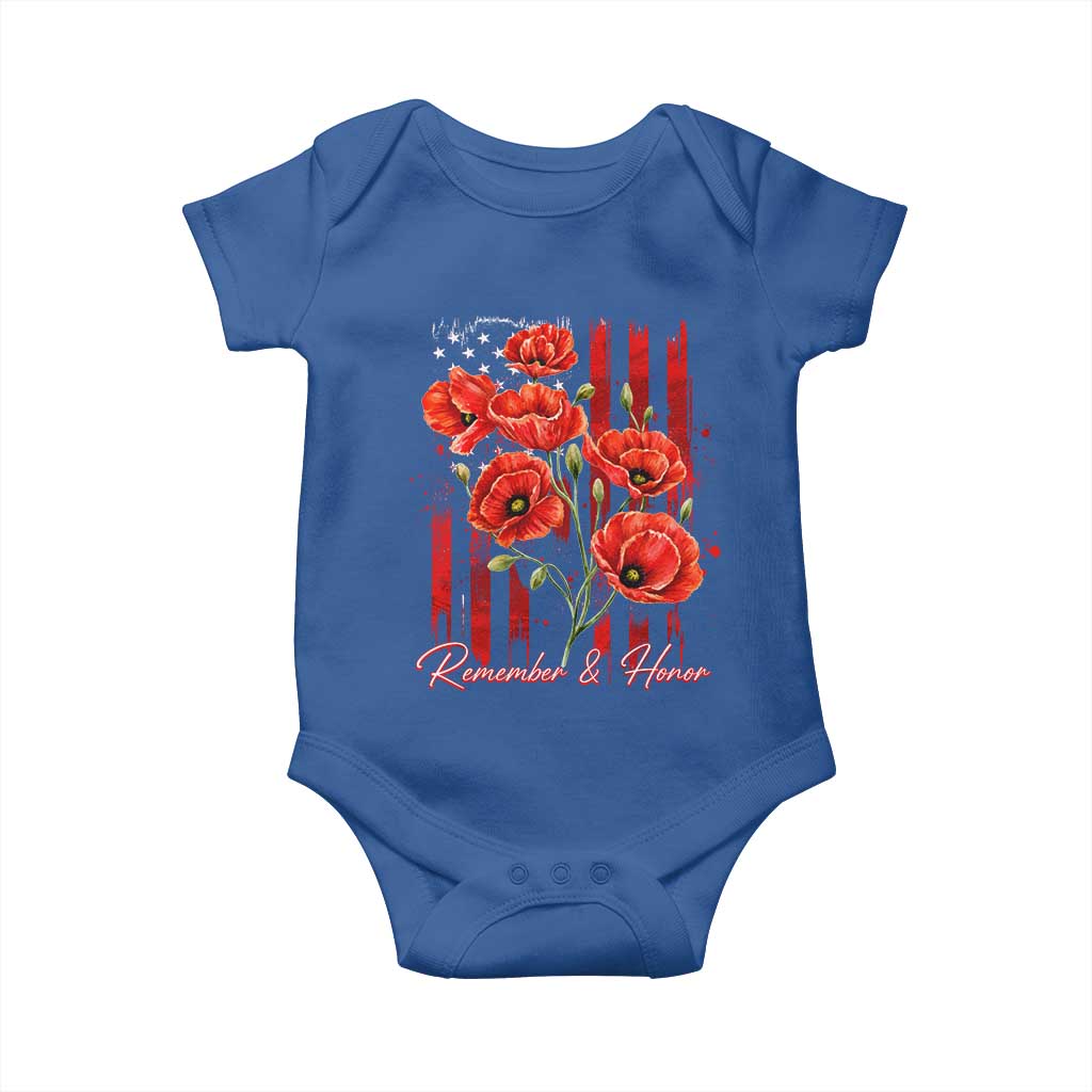 Remember And Honor Memorial Day Baby Onesie Red Poppy Flowers TS11 Royal Blue Print Your Wear