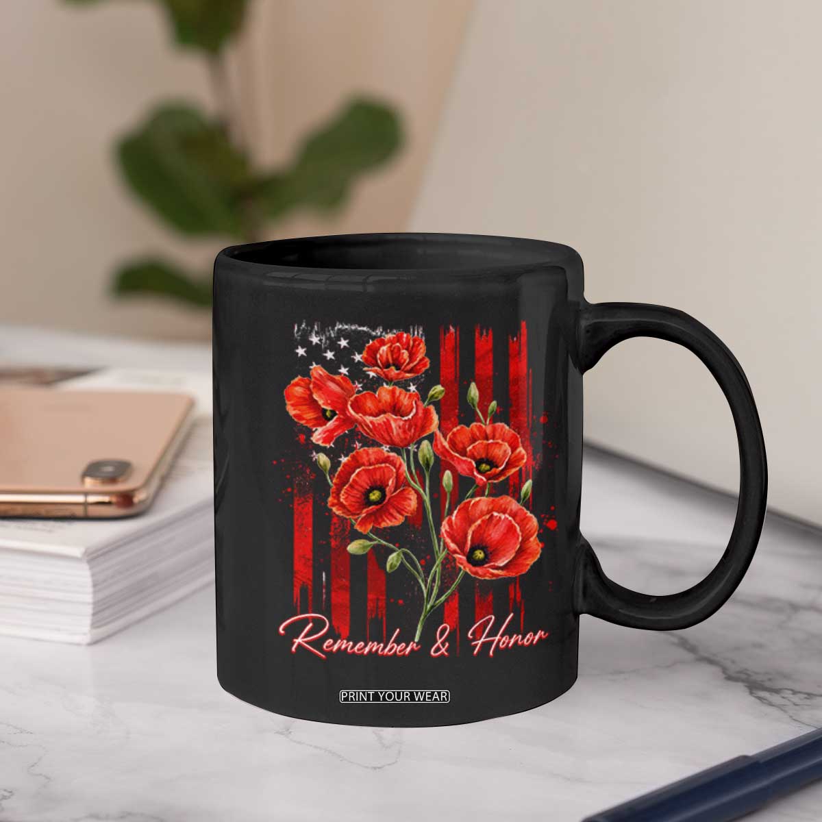 Remember And Honor Memorial Day Coffee Mug Red Poppy Flowers TS11 Print Your Wear