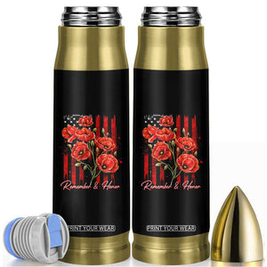 Remember And Honor Memorial Day Bullet Tumbler Red Poppy Flowers TS11 Black Print Your Wear