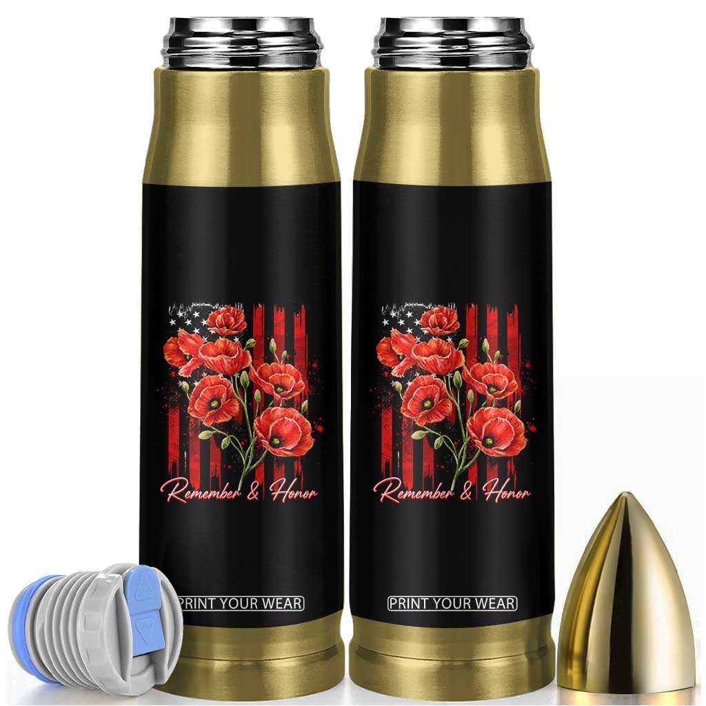 Remember And Honor Memorial Day Bullet Tumbler Red Poppy Flowers TS11 Black Print Your Wear