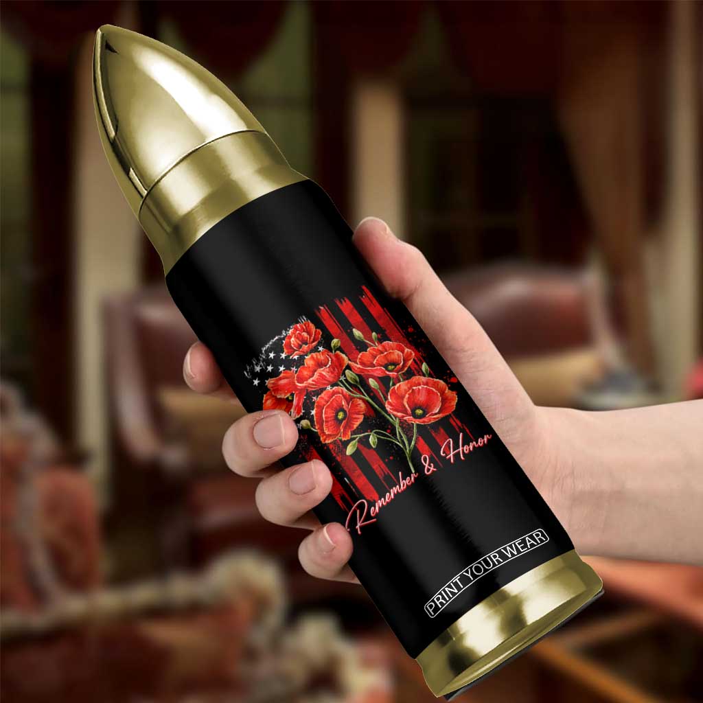 Remember And Honor Memorial Day Bullet Tumbler Red Poppy Flowers TS11 Print Your Wear