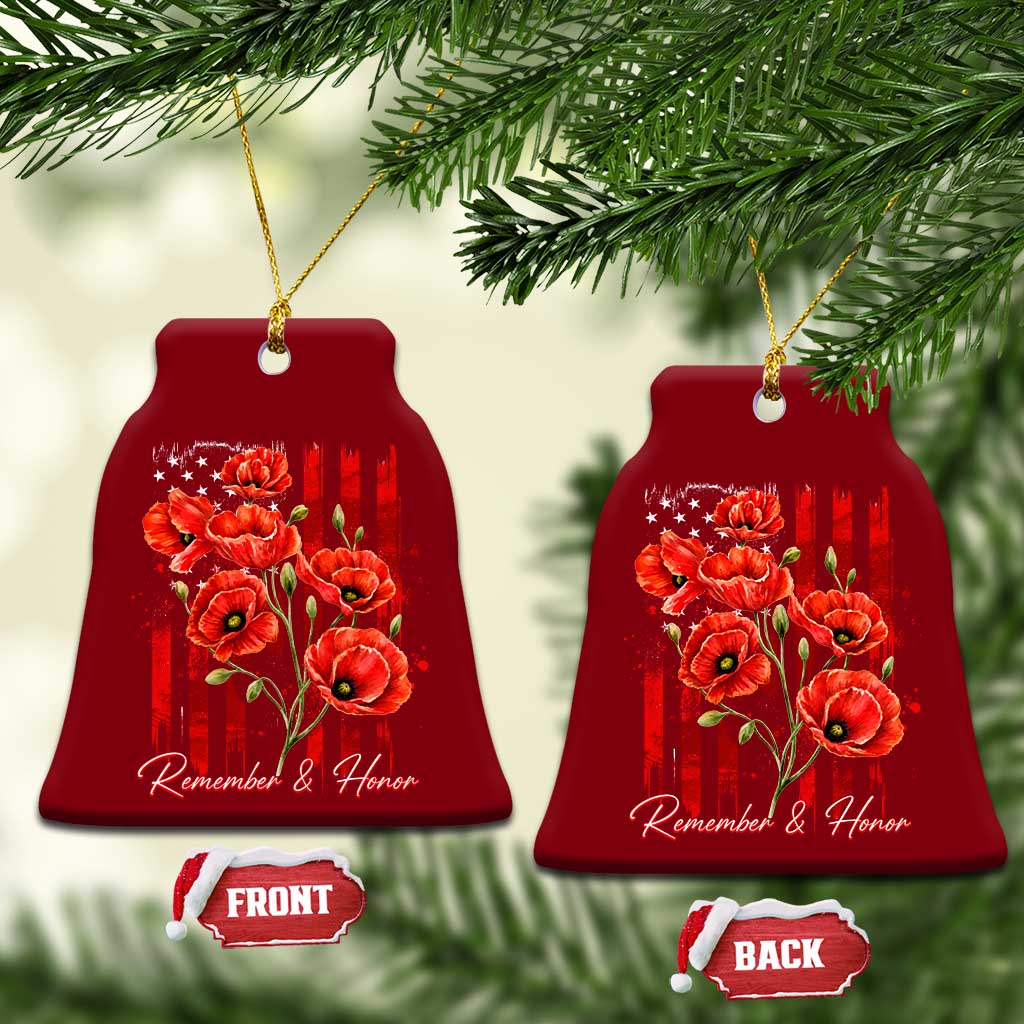 Remember And Honor Memorial Day Ceramic Ornament Red Poppy Flowers TS11 Print Your Wear