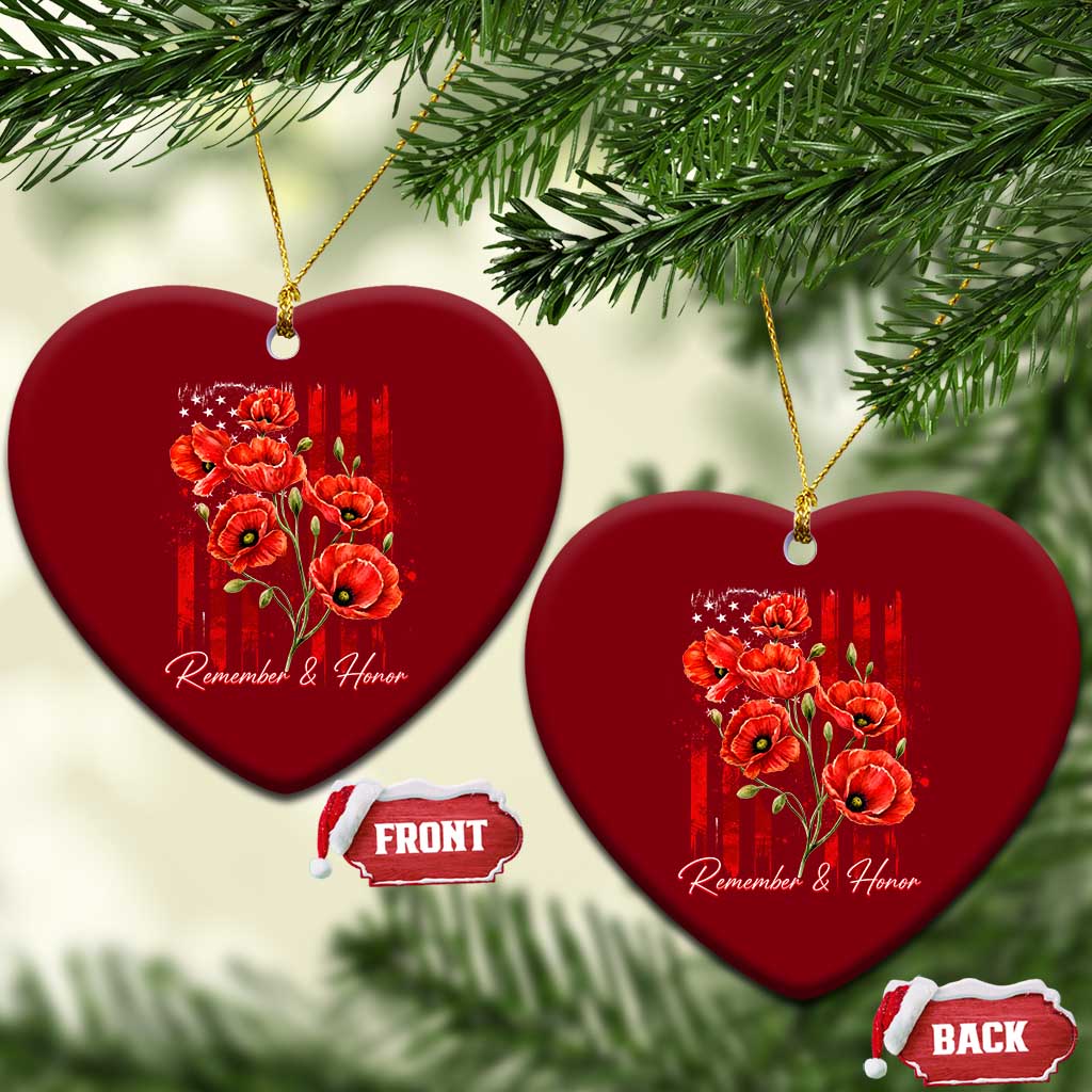Remember And Honor Memorial Day Ceramic Ornament Red Poppy Flowers TS11 Print Your Wear