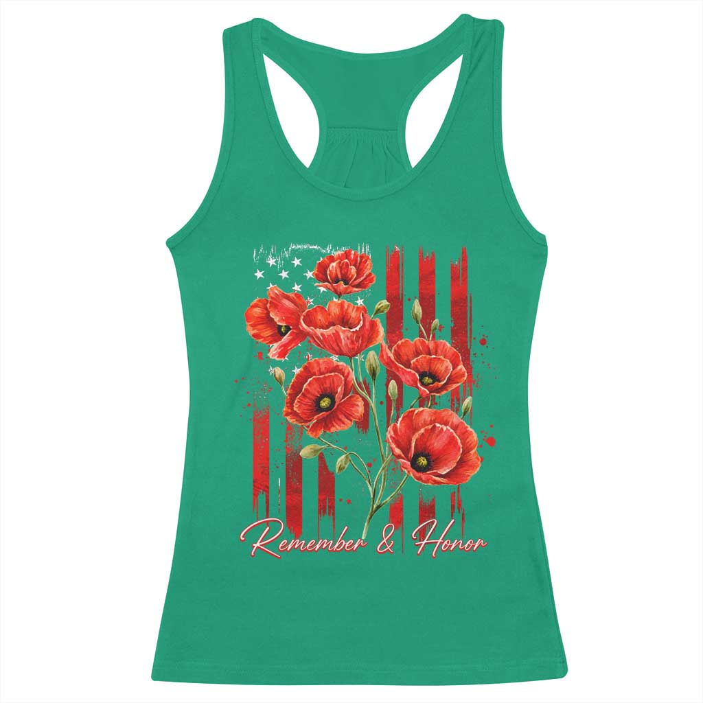 Remember And Honor Memorial Day Racerback Tank Top Red Poppy Flowers TS11 Irish Green Print Your Wear