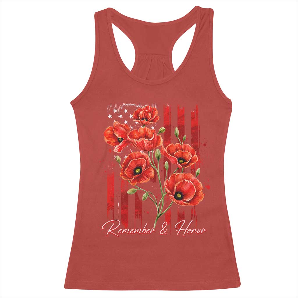 Remember And Honor Memorial Day Racerback Tank Top Red Poppy Flowers TS11 Red Print Your Wear