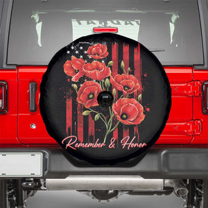 Remember And Honor Memorial Day Spare Tire Cover Red Poppy Flowers TS11 Black Print Your Wear