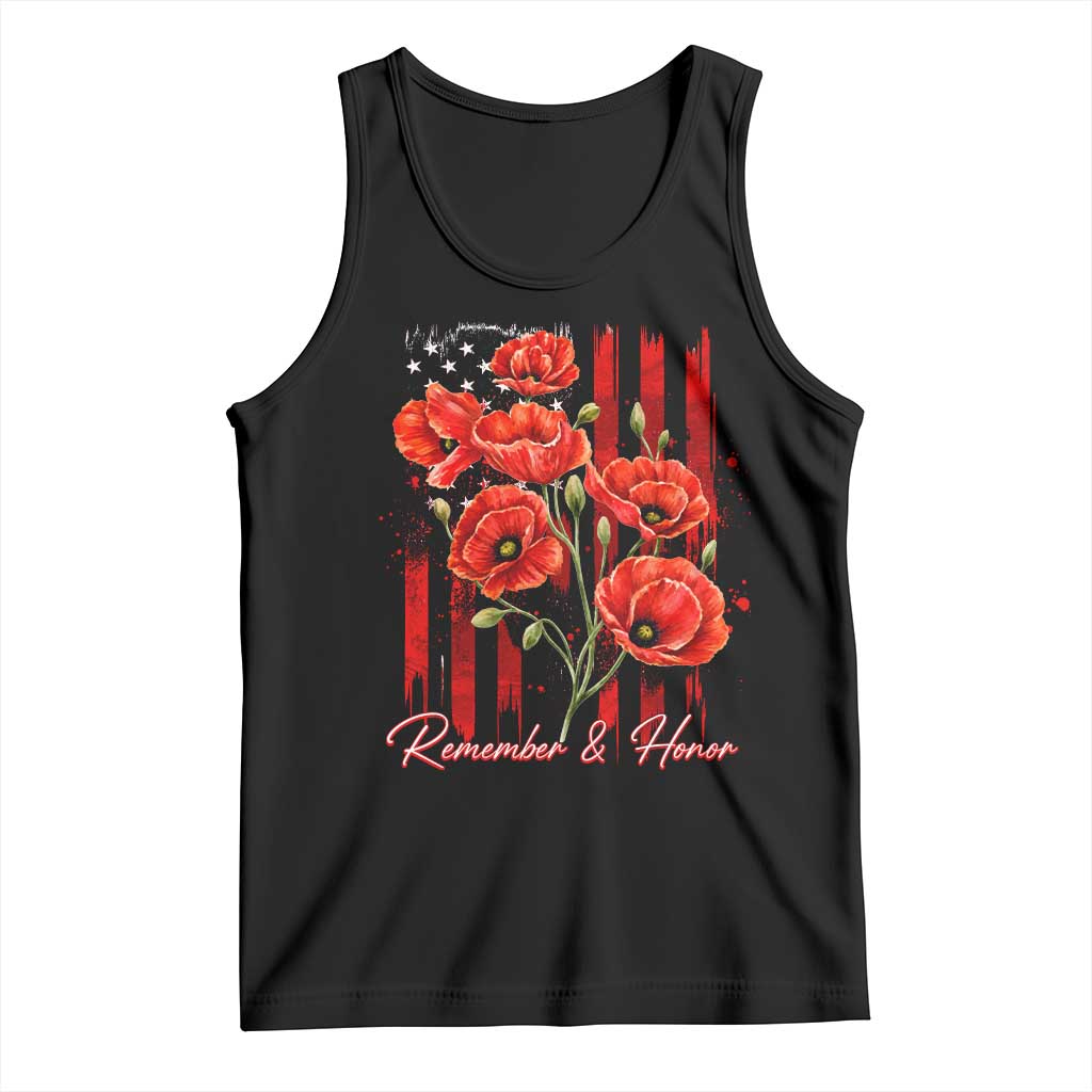 Remember And Honor Memorial Day Tank Top Red Poppy Flowers TS11 Black Print Your Wear