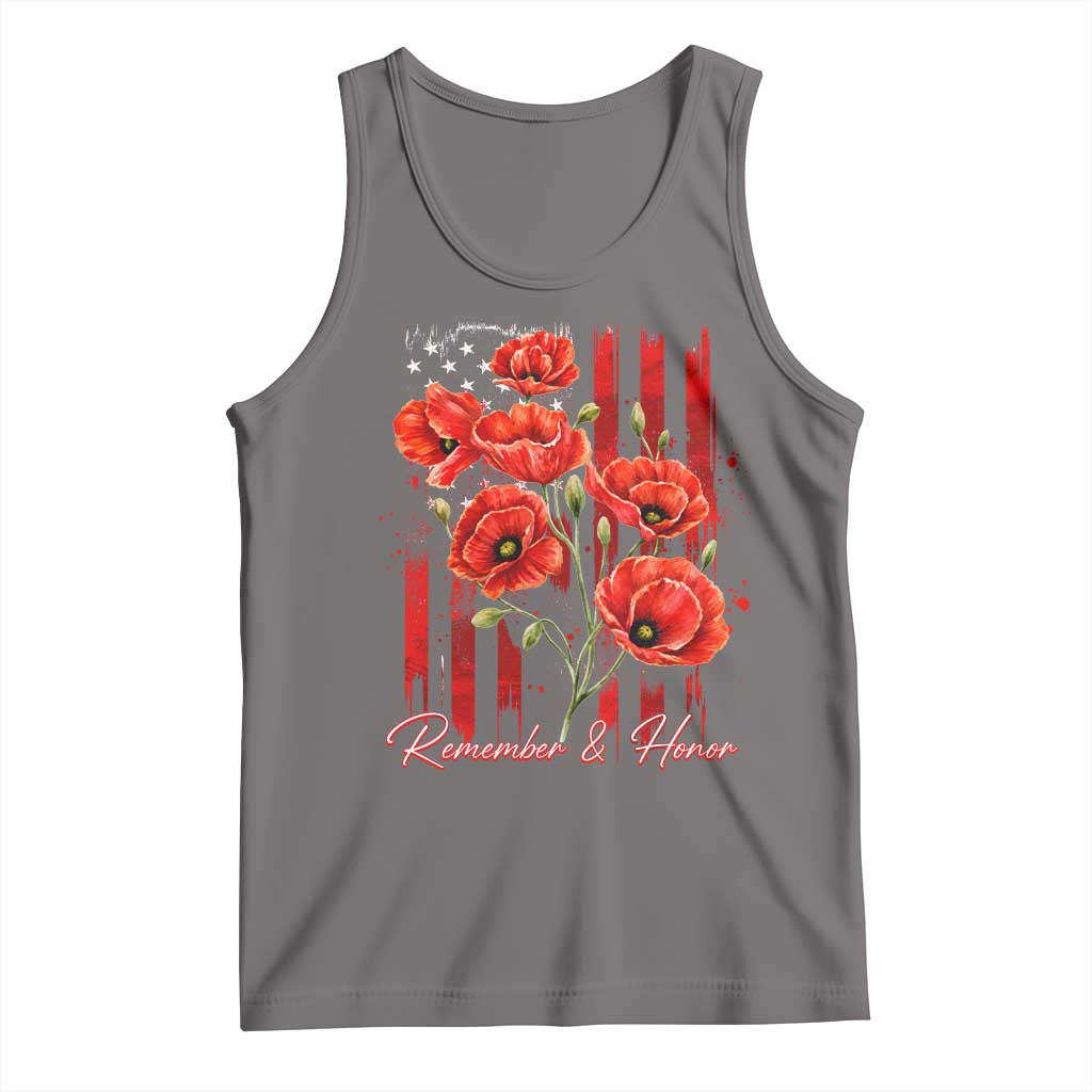 Remember And Honor Memorial Day Tank Top Red Poppy Flowers TS11 Deep Heather Print Your Wear