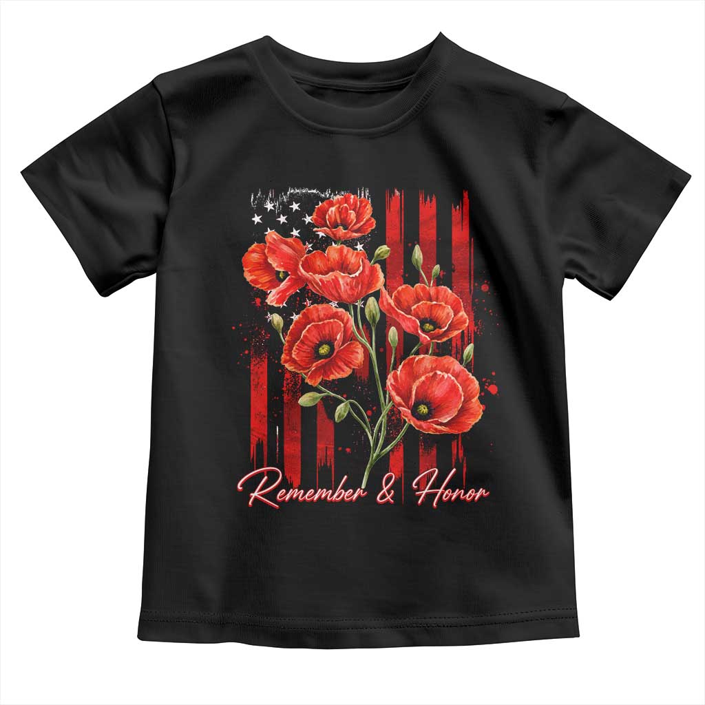 Remember And Honor Memorial Day Toddler T Shirt Red Poppy Flowers TS11 Black Print Your Wear