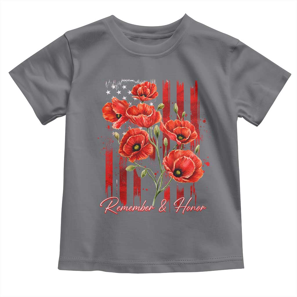 Remember And Honor Memorial Day Toddler T Shirt Red Poppy Flowers TS11 Charcoal Print Your Wear