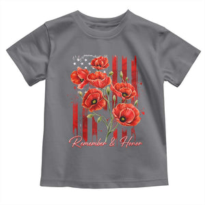 Remember And Honor Memorial Day Toddler T Shirt Red Poppy Flowers TS11 Charcoal Print Your Wear