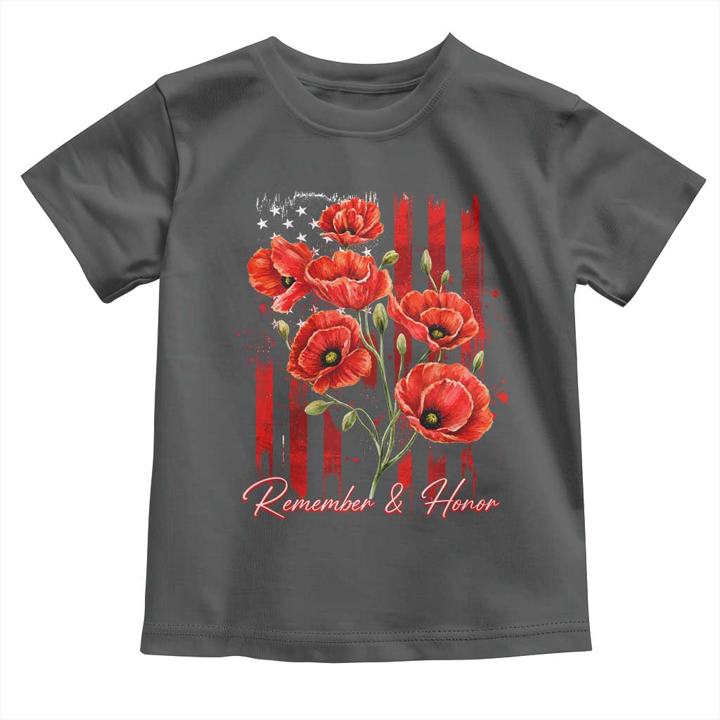 Remember And Honor Memorial Day Toddler T Shirt Red Poppy Flowers TS11 Dark Heather Print Your Wear