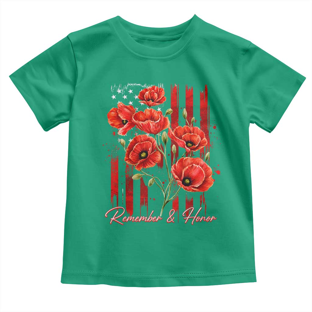Remember And Honor Memorial Day Toddler T Shirt Red Poppy Flowers TS11 Irish Green Print Your Wear
