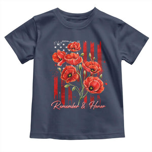 Remember And Honor Memorial Day Toddler T Shirt Red Poppy Flowers TS11 Navy Print Your Wear