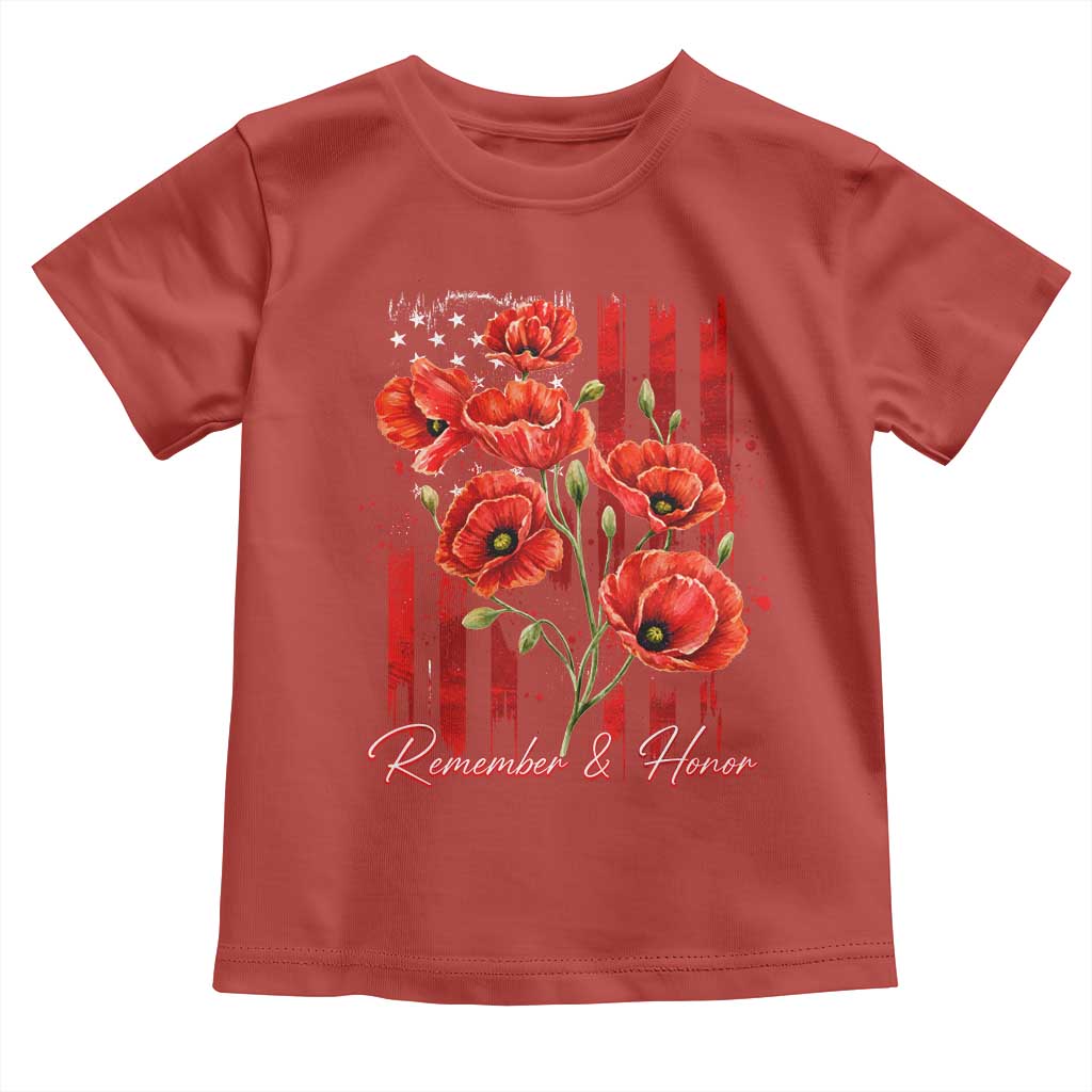 Remember And Honor Memorial Day Toddler T Shirt Red Poppy Flowers TS11 Red Print Your Wear