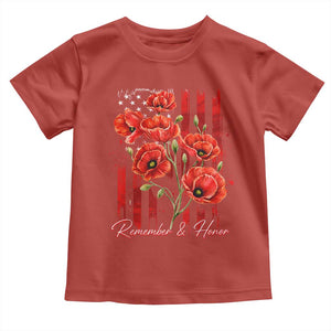 Remember And Honor Memorial Day Toddler T Shirt Red Poppy Flowers TS11 Red Print Your Wear