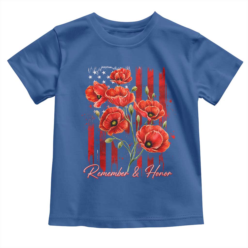 Remember And Honor Memorial Day Toddler T Shirt Red Poppy Flowers TS11 Royal Blue Print Your Wear